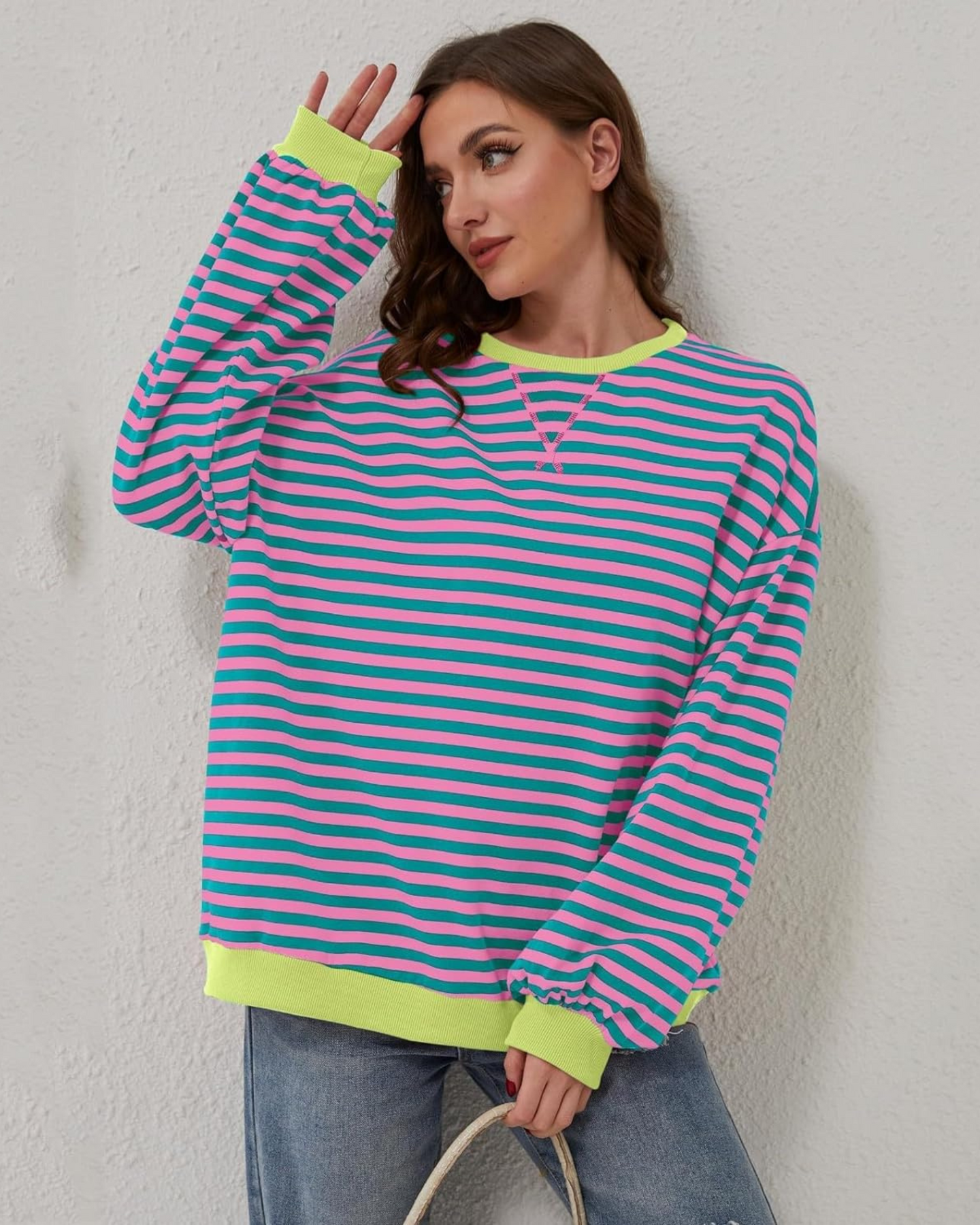DUA | OVERSIZED STRIPED SWEATSHIRT WITH LONG SLEEVES