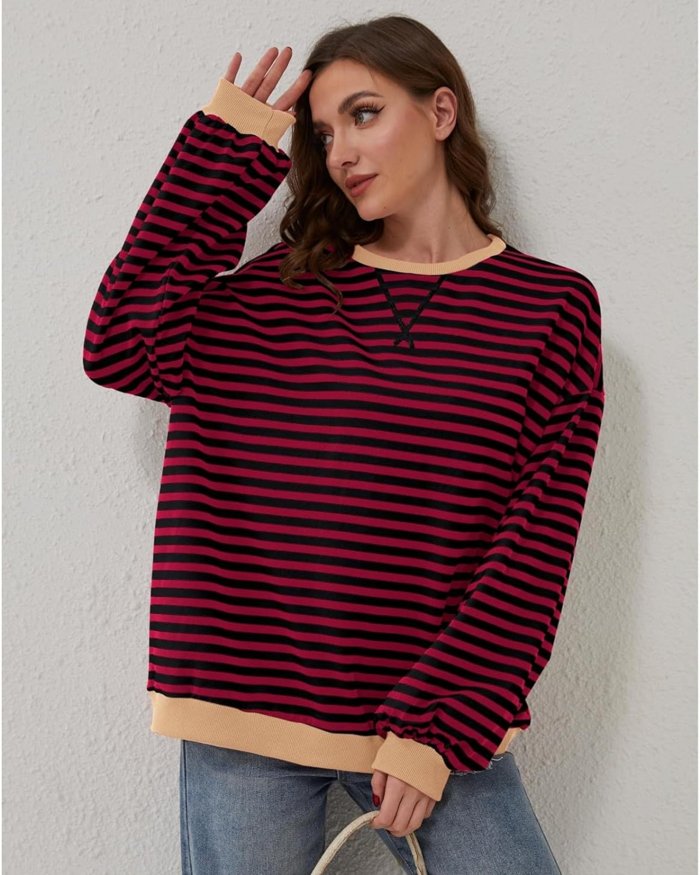DUA | OVERSIZED STRIPED SWEATSHIRT WITH LONG SLEEVES