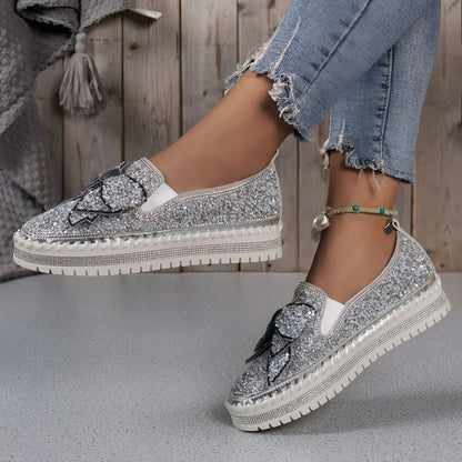 Isabeau – Rhinestone Bow Embellished Casual Loafers