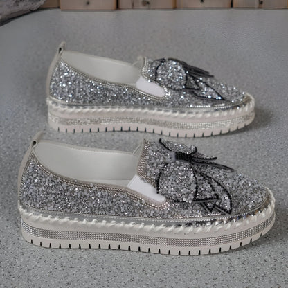 Isabeau – Rhinestone Bow Embellished Casual Loafers