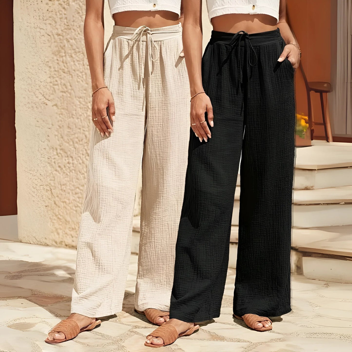 ISLA - WIDE HIGH-WAISTED PANTS 1+1 FREE