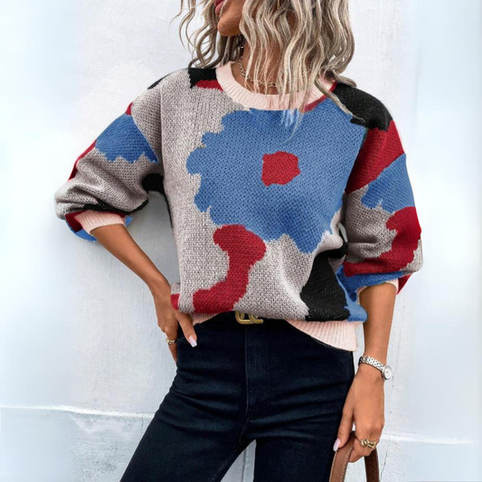 Ane – Color Block Abstract Winter Sweater