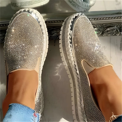 Marcelline – Rhinestone Platform Slip-On Sneakers