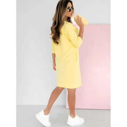 Camille – Round Neck 3/4 Sleeve Pocket Dress
