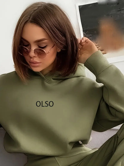 Gniewosława - Casual Two-Piece Set with Hoodie and Print