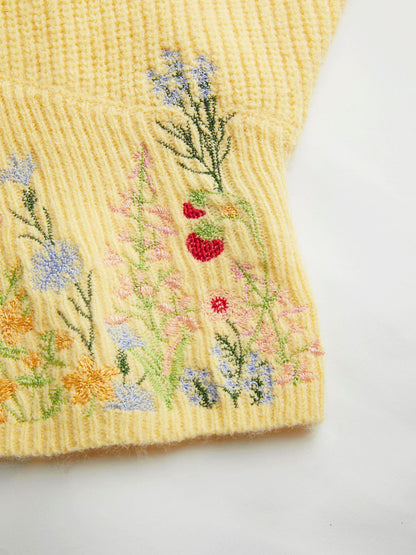Éloïse – Embroidered Knit Crop Sweater
