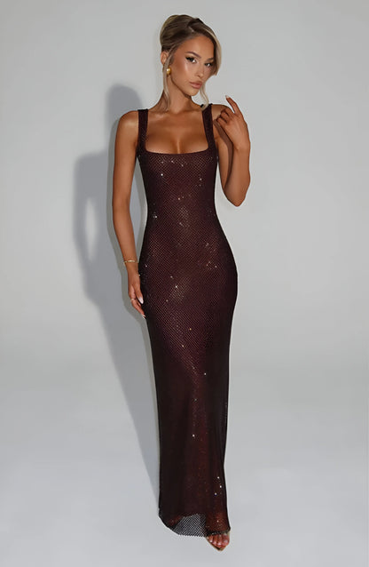 Celestia Sparkle Mesh Maxi Dress