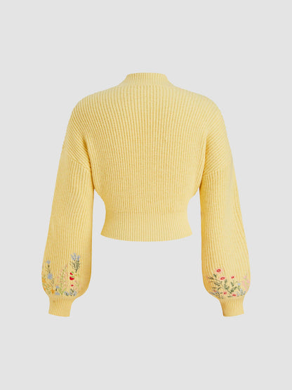Éloïse – Embroidered Knit Crop Sweater