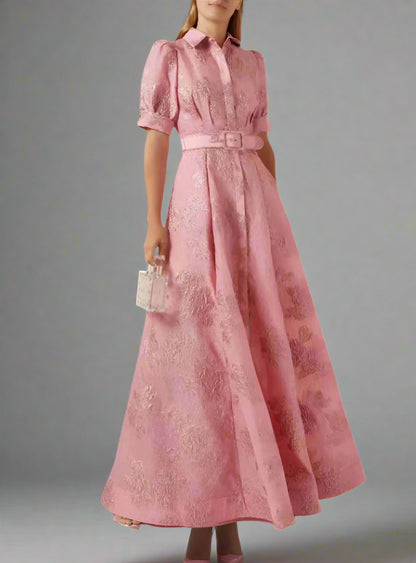 Éliane - Elegant Retro Belted Maxi Dress