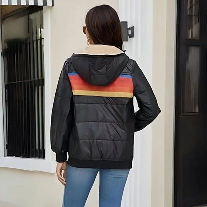 Leana – Sporty Striped Puffer Hoodie