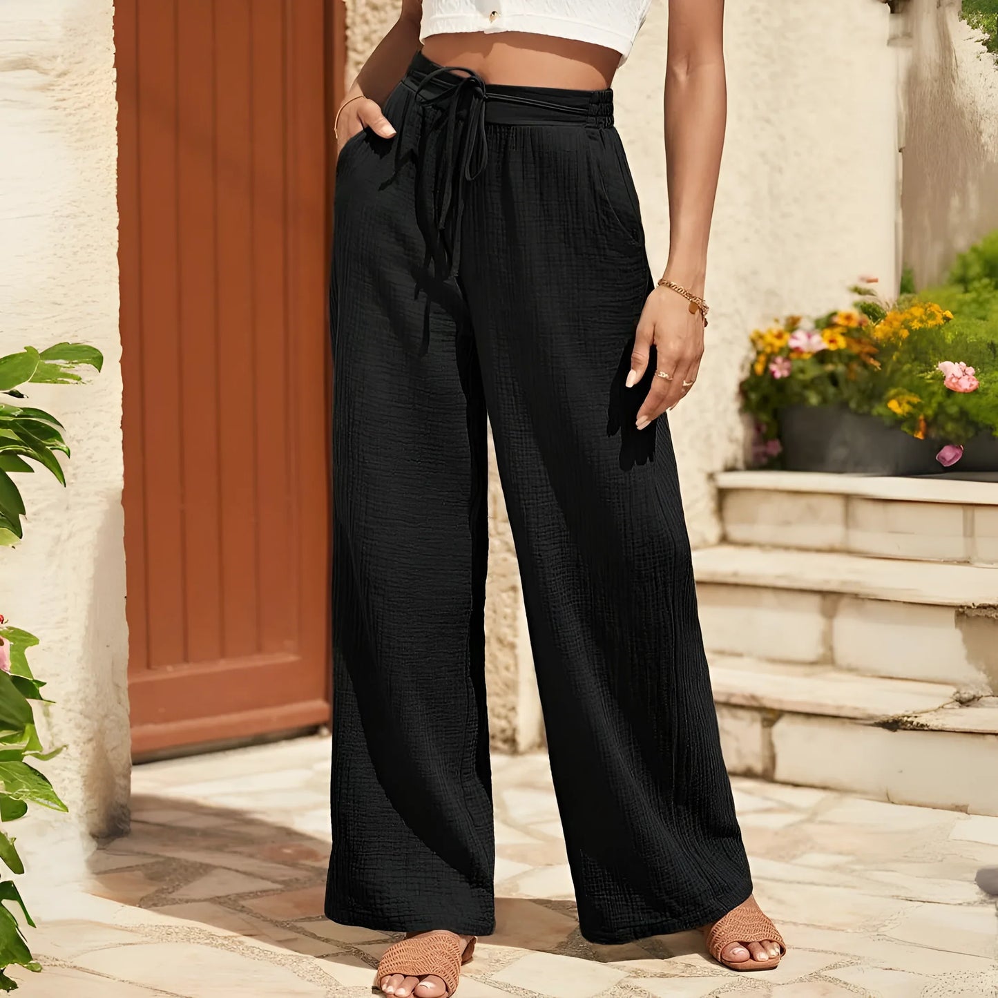 ISLA - WIDE HIGH-WAISTED PANTS 1+1 FREE