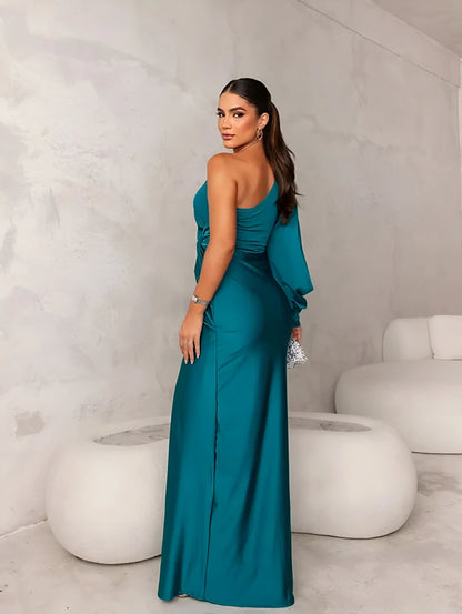 Mireille - One-Shoulder Side Slit Evening Dress