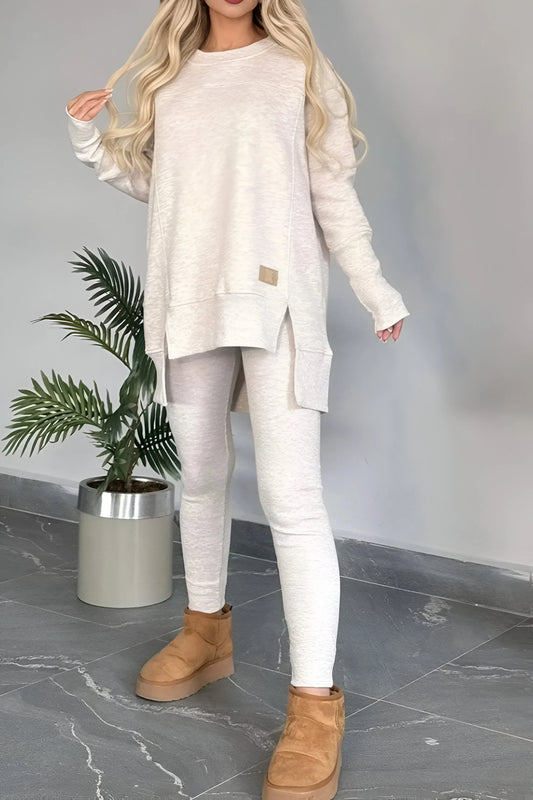 Marie - Slit High-Low Sweatshirt & Bodycon Pants Set