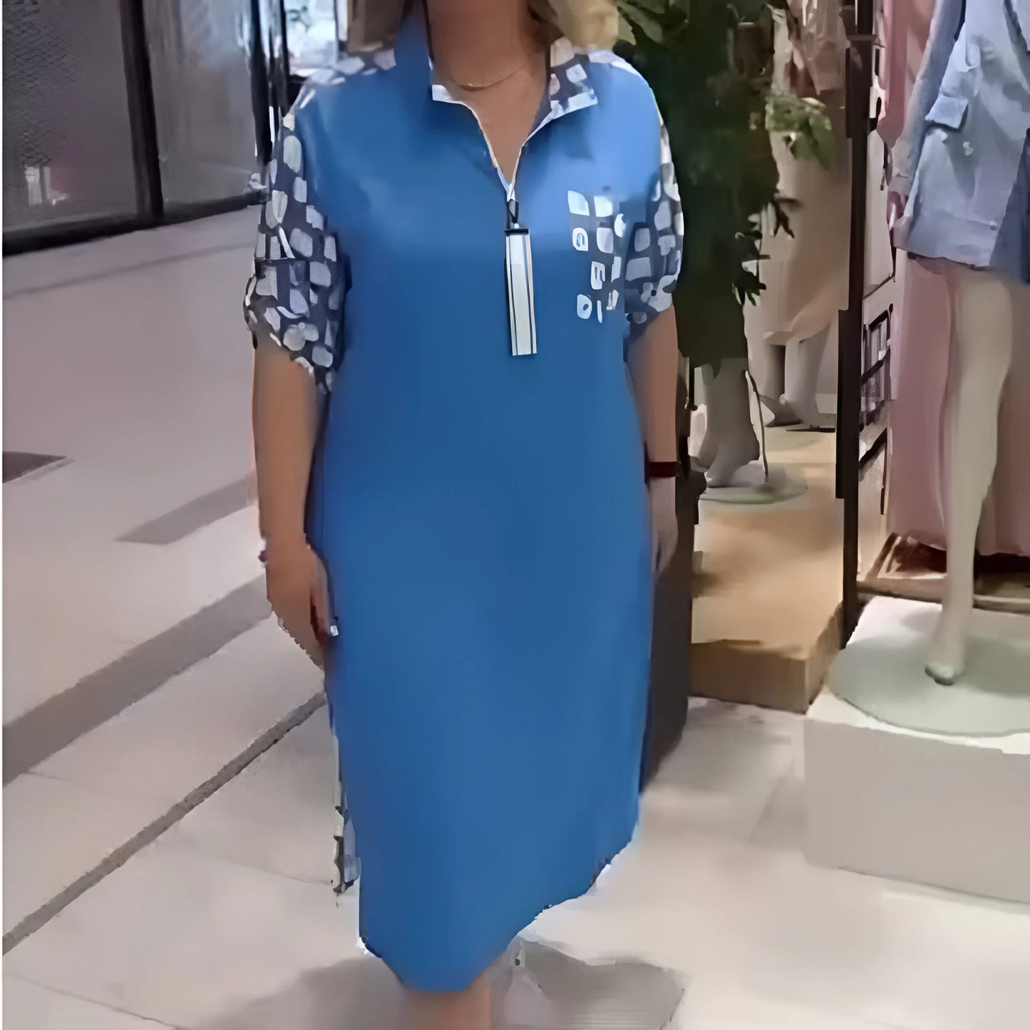 Zinnia Zip Neck Patch Dress