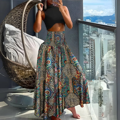 Amélina - Floral Bohemian Elastic High Waist Skirt