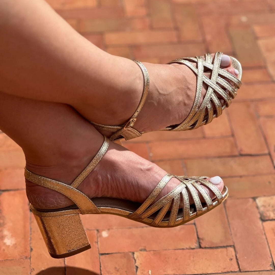 ATHENA - GOLD HEEL SANDALS