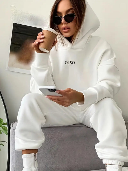 Gniewosława - Casual Two-Piece Set with Hoodie and Print