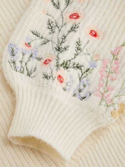 Éloïse – Embroidered Knit Crop Sweater