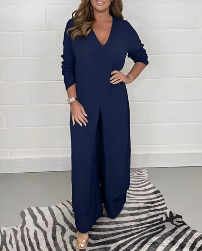 Philomène - Flowy Two-Piece Blouse and Trousers Set
