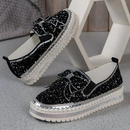 Isabeau – Rhinestone Bow Embellished Casual Loafers