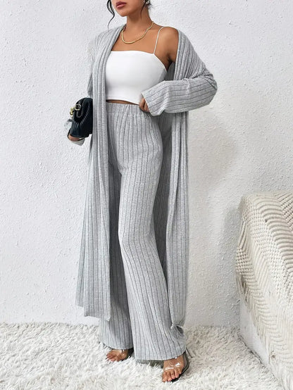 Tobiemira - Cardigan and Straight Leg Pants Set