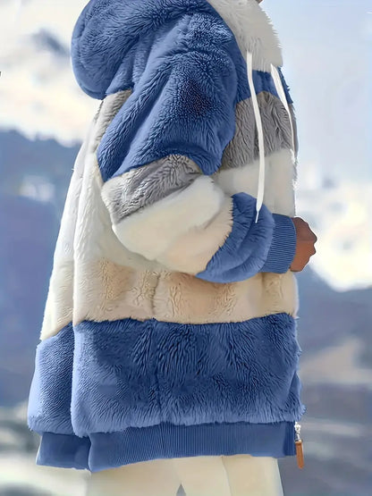 Elina - Color Block Teddy Jacket
