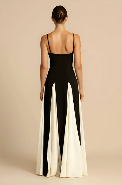 Solène - Elegant Contrast Panel Dress