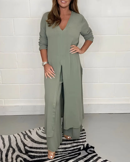 Philomène - Flowy Two-Piece Blouse and Trousers Set