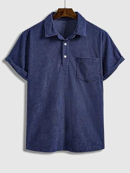 Yves - Men's Short Sleeve Corduroy Polo Shirt