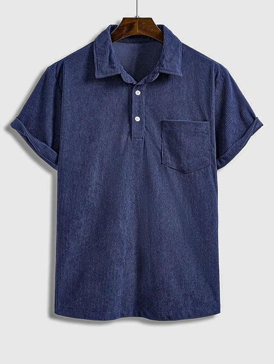 Yves - Men's Short Sleeve Corduroy Polo Shirt