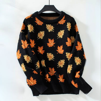 Ylva – Sweater with Maple Leaf Pattern