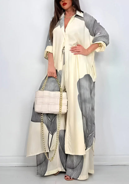 Élodie Elegant Printed Top and Pants Set