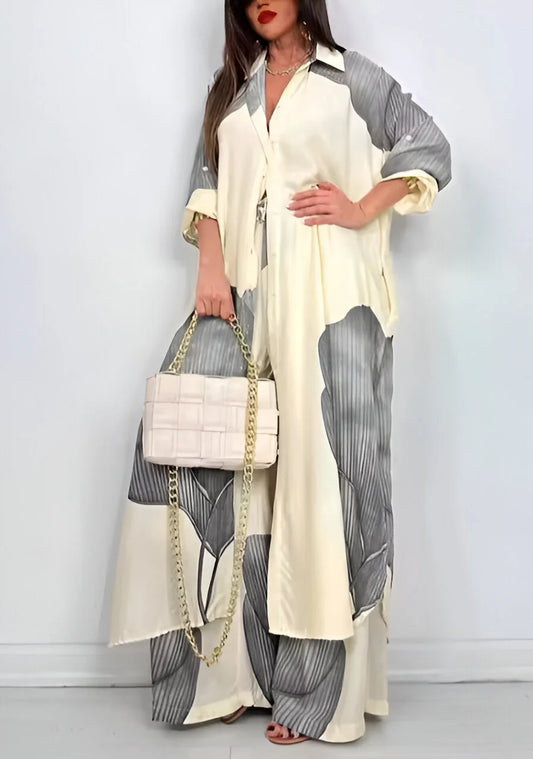 Élodie Elegant Printed Top and Pants Set