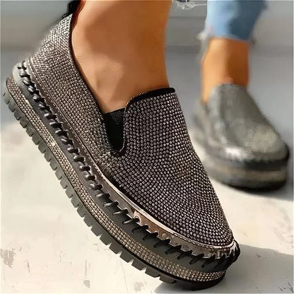 Marcelline – Rhinestone Platform Slip-On Sneakers