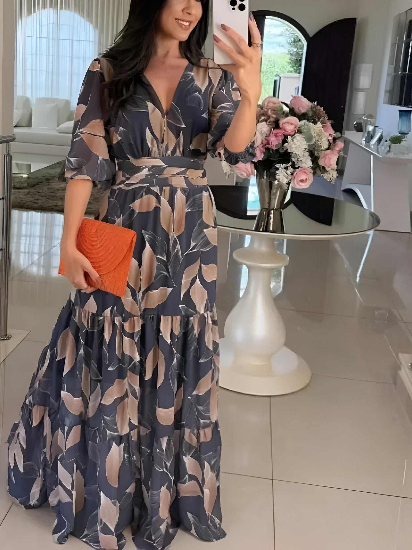 CLAUDIA | Floral Maxi Dress with Comfortable Fit for Elegant Days