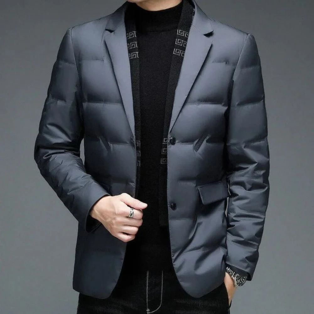 Adrien - Quilted Men's Suit Jacket with Detachable Scarf