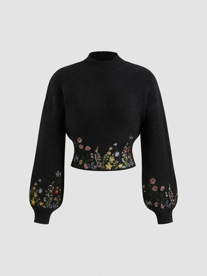 Éloïse – Embroidered Knit Crop Sweater
