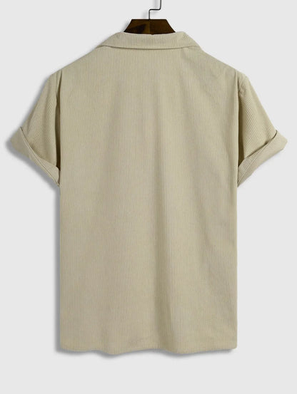 Yves - Men's Short Sleeve Corduroy Polo Shirt