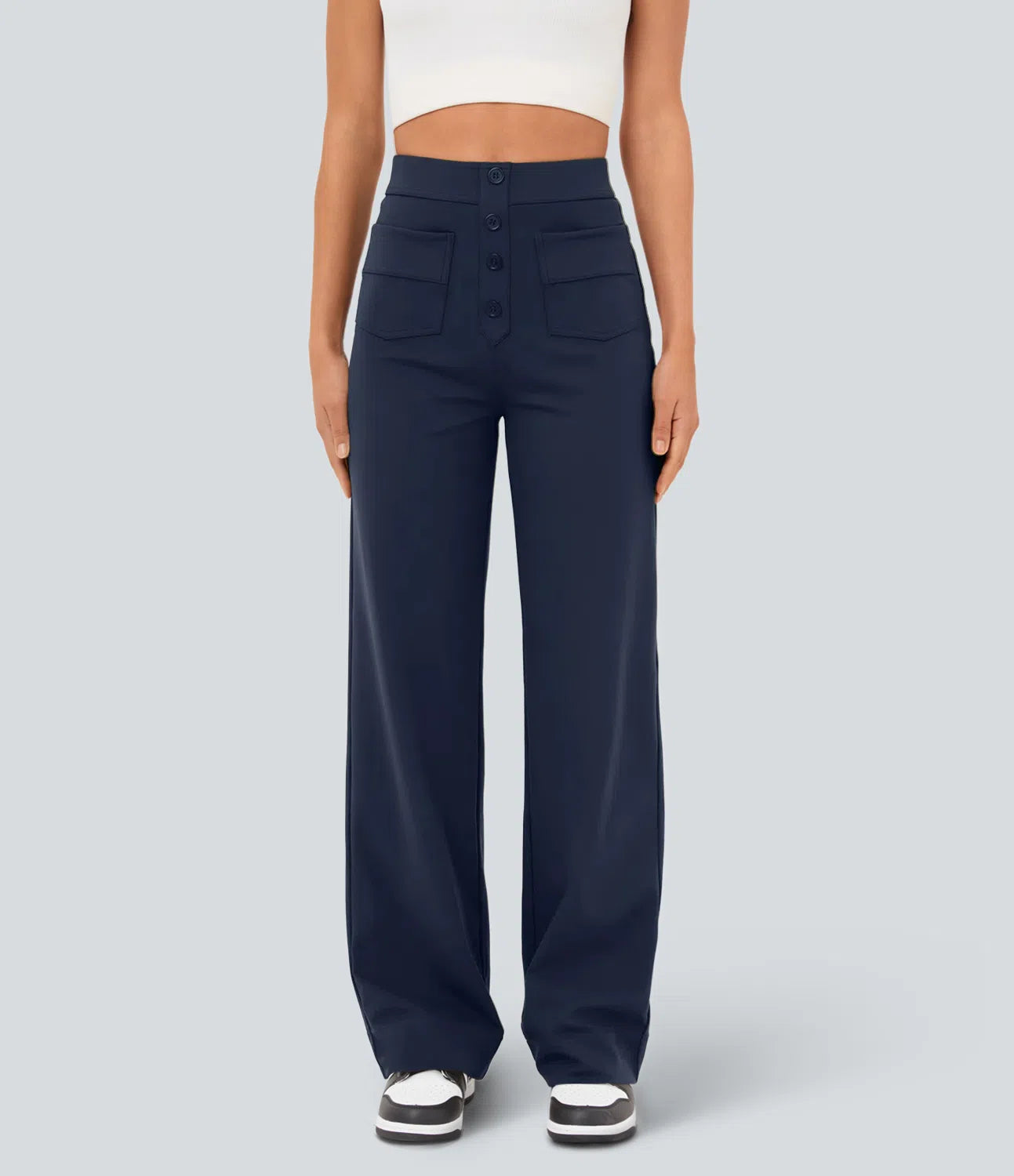 Noé – High-Waisted Wide-Leg Button Pants