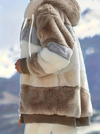 Elina - Color Block Teddy Jacket
