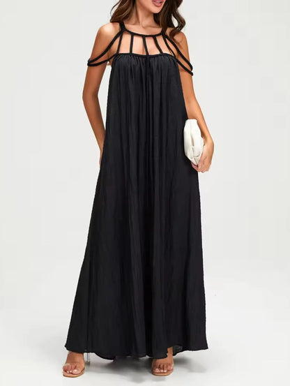 Monique - Linen Blend Draped Braided Maxi Cover-Up
