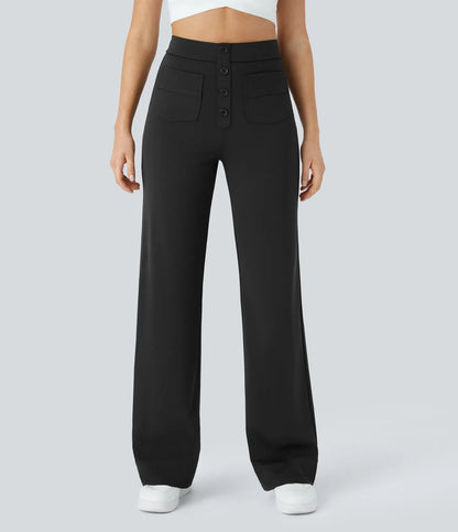 Noé – High-Waisted Wide-Leg Button Pants