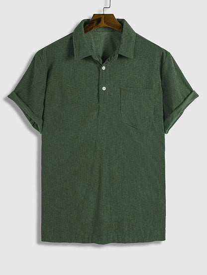 Yves - Men's Short Sleeve Corduroy Polo Shirt