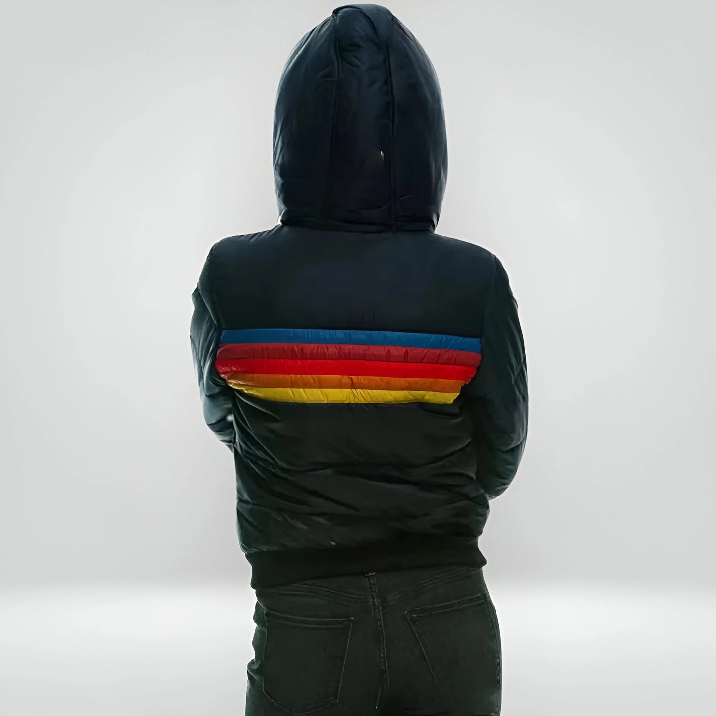Leana – Sporty Striped Puffer Hoodie