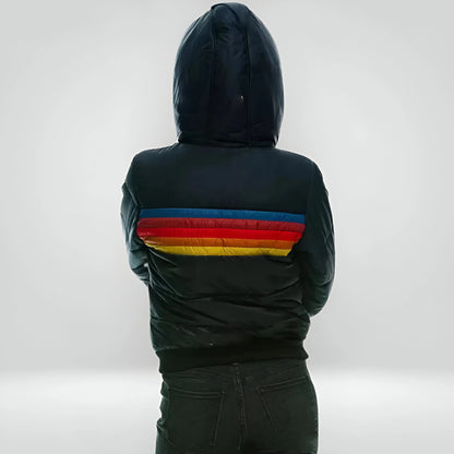 Leana – Sporty Striped Puffer Hoodie