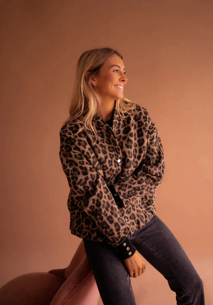 Aliza - Leopard Bomber Jacket