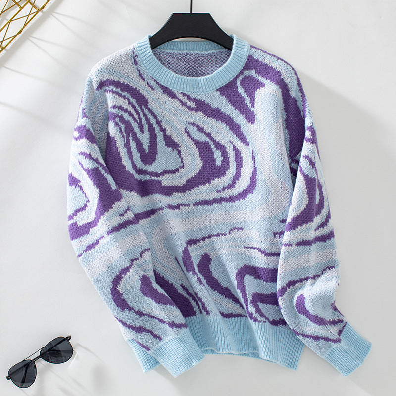 Sigrid – Knit Sweater with Wavy Geometric Pattern
