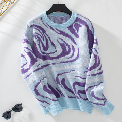 Sigrid – Knit Sweater with Wavy Geometric Pattern