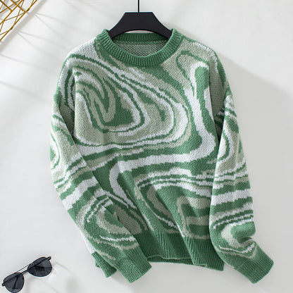 Sigrid – Knit Sweater with Wavy Geometric Pattern