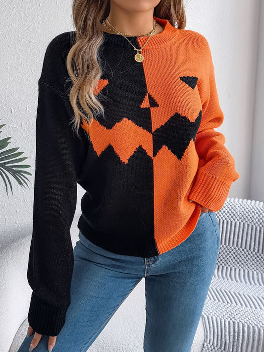Arvid – Contrast Pullover Sweater for Women's Halloween